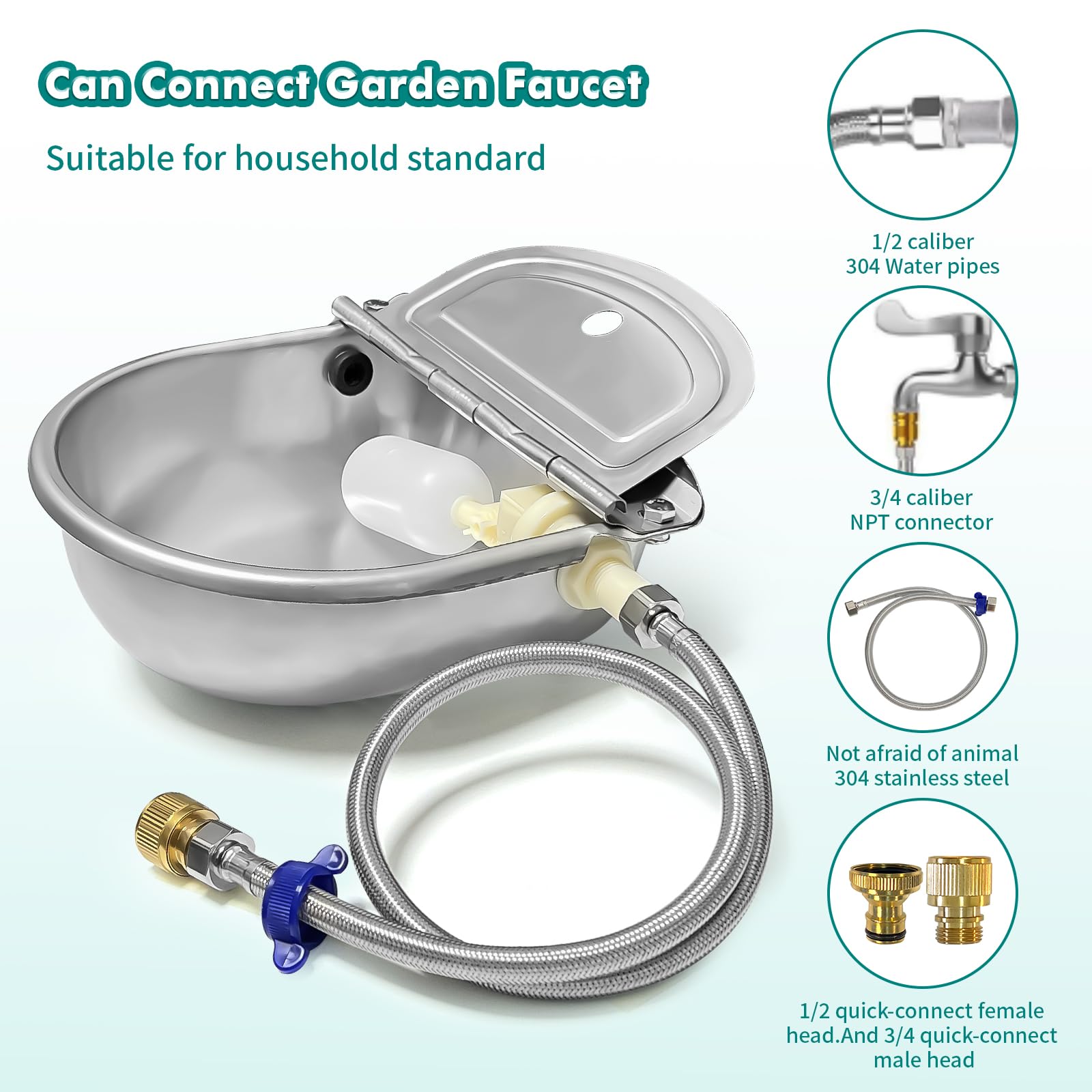 Bwhrmt stainless steel dog water bowl highlighting durable construction for indoor or outdoor use.