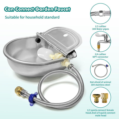 Bwhrmt stainless steel dog water bowl highlighting durable construction for indoor or outdoor use.