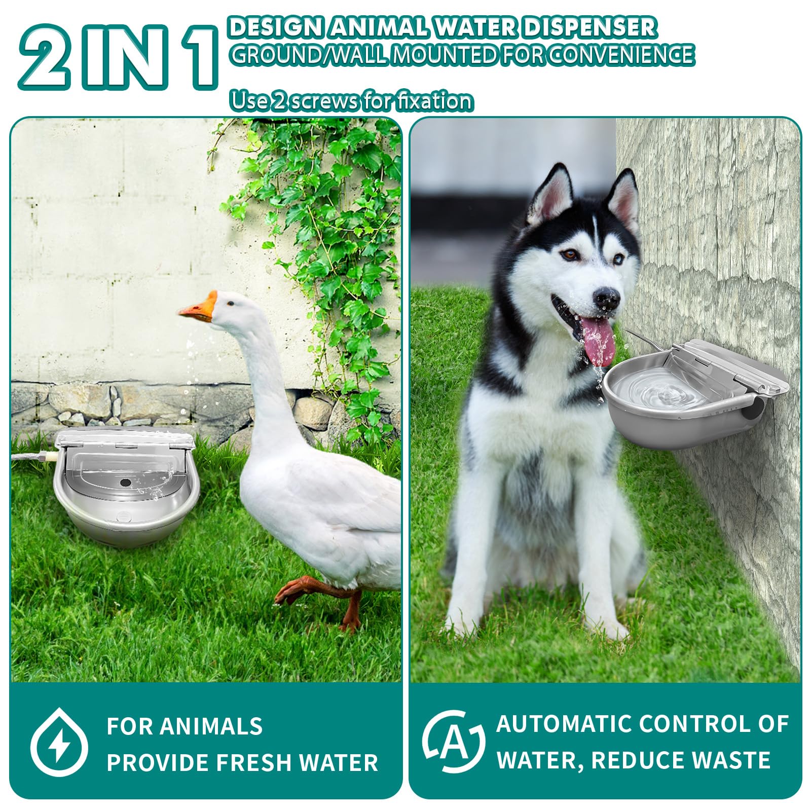 Bwhrmt wall-mounted design provides convenient access for pets in yards.