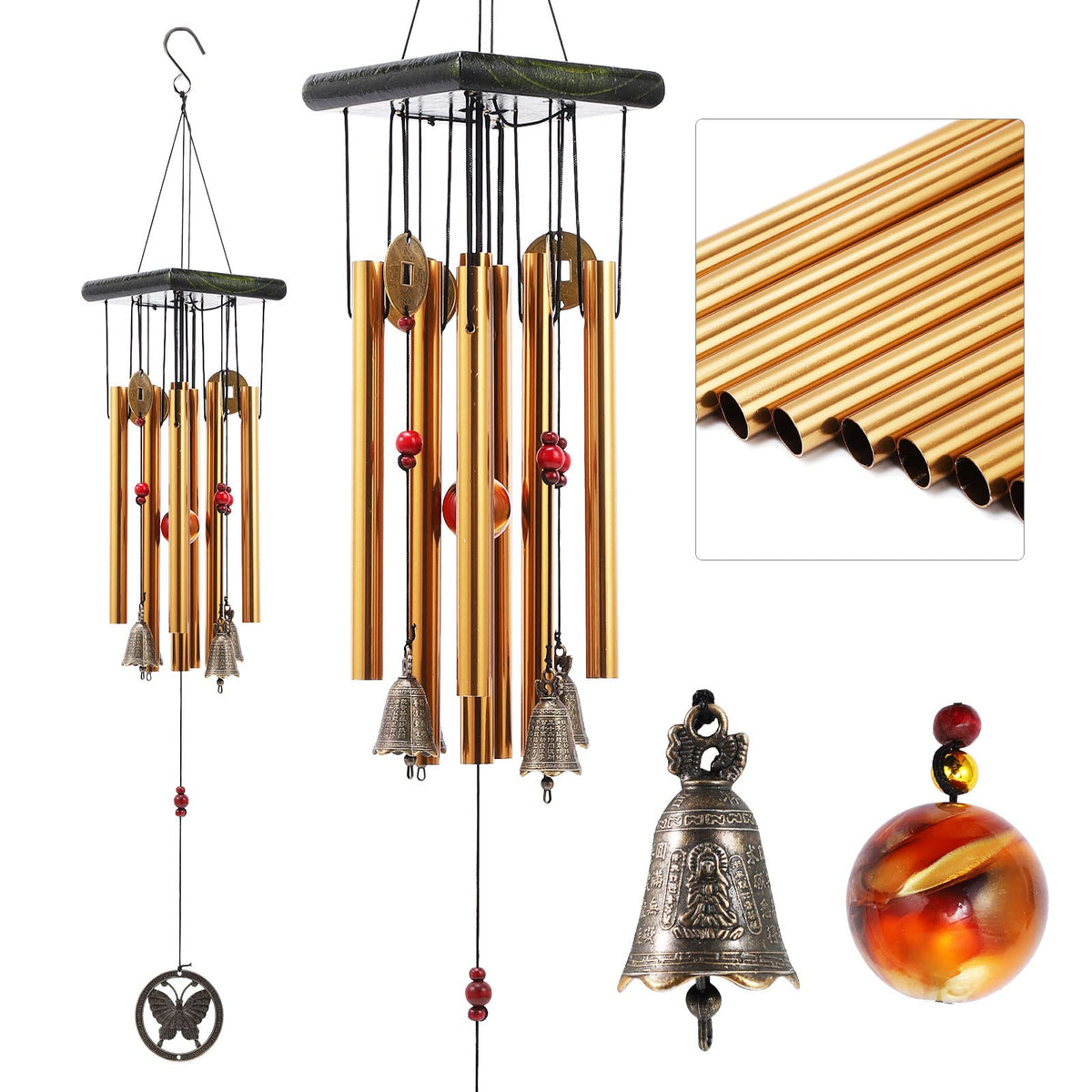 Bwinka bronze wind chimes create a tranquil 60 cm outdoor ambiance
