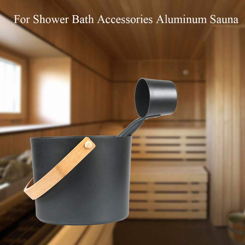BWWNBY sauna ladle with long wooden handle for easy pouring