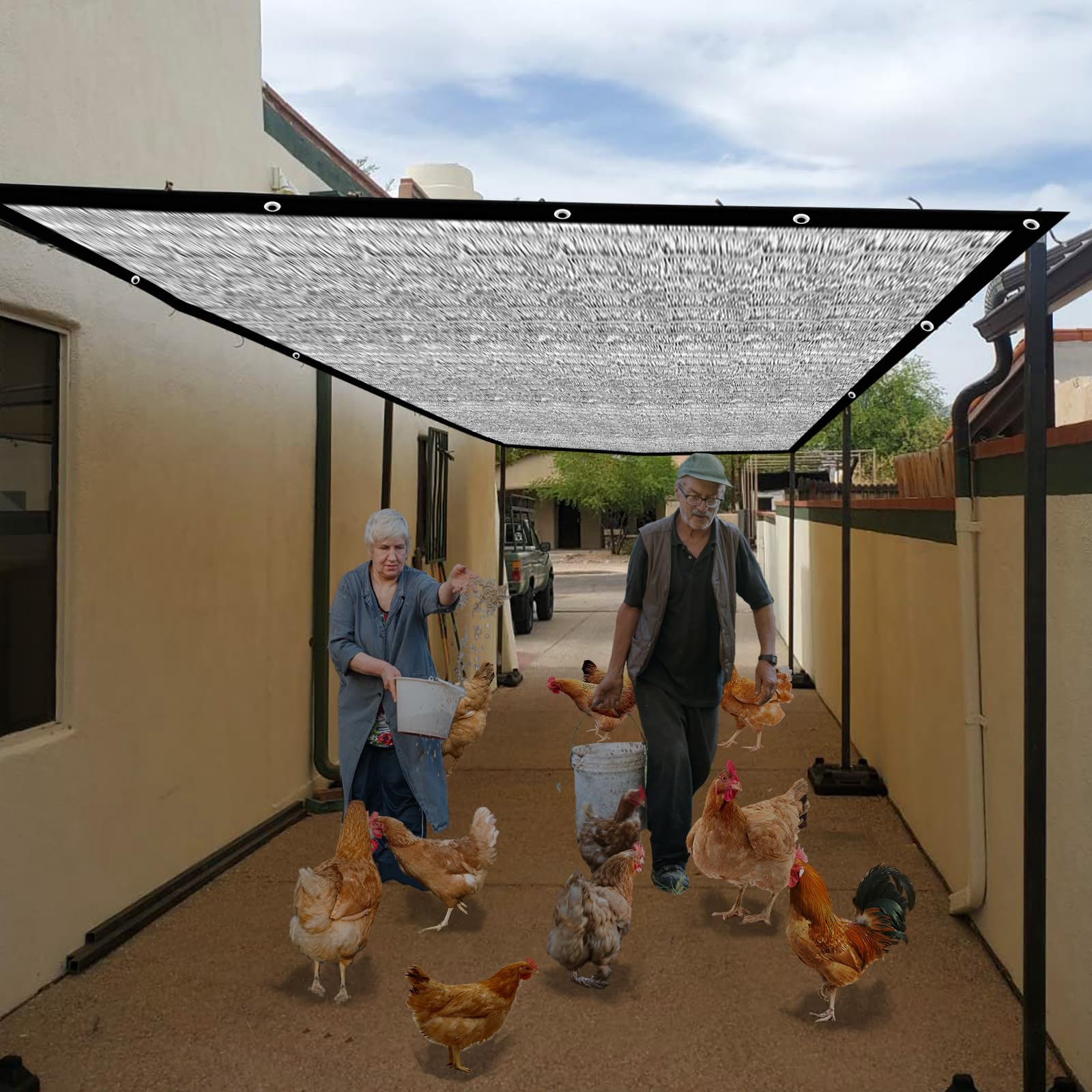 BXAEYIPOR chicken coop shade helps protect flock from sun.