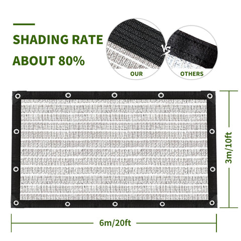 BXAEYIPOR reflective silver shade net reduces surface heat under patios.