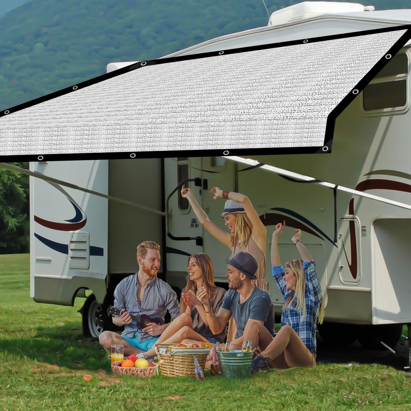 BXAEYIPOR shade cloth with edges and holes for easy mounting.
