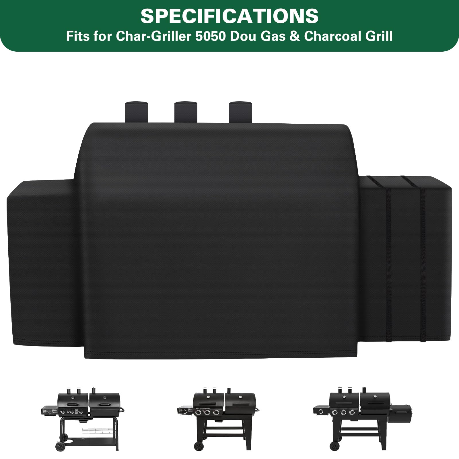 BXDZCOVRRS 600D heavy-duty material protects the grill from weather and debris.