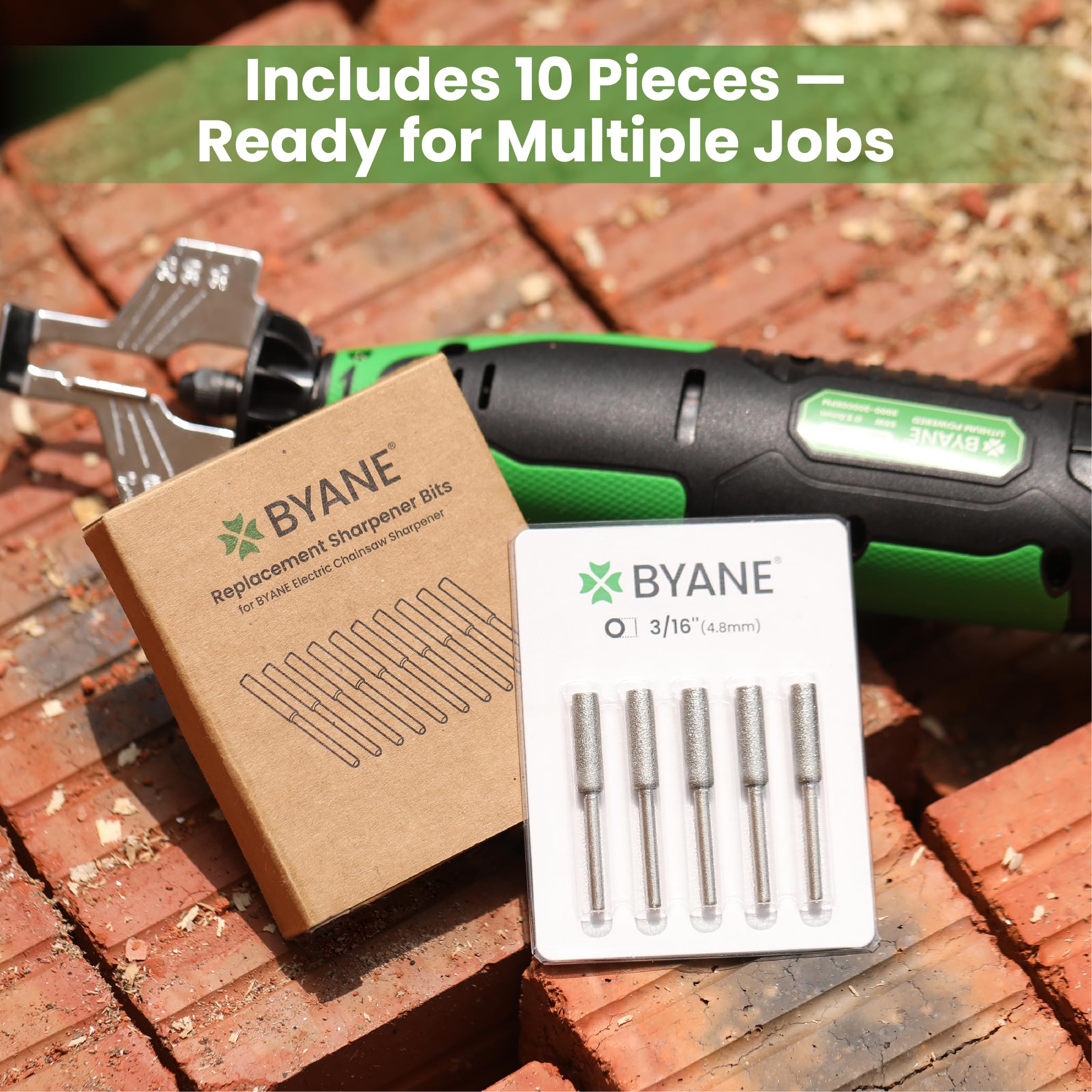 Four sizes of Byane diamond bits for common chain pitches.