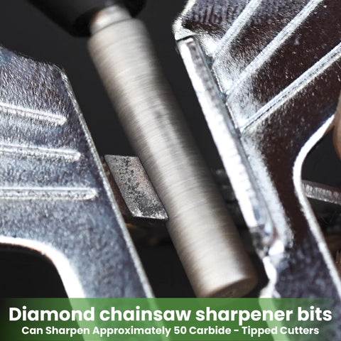 Replacement head connected to a rotary tool for quick sharpening.