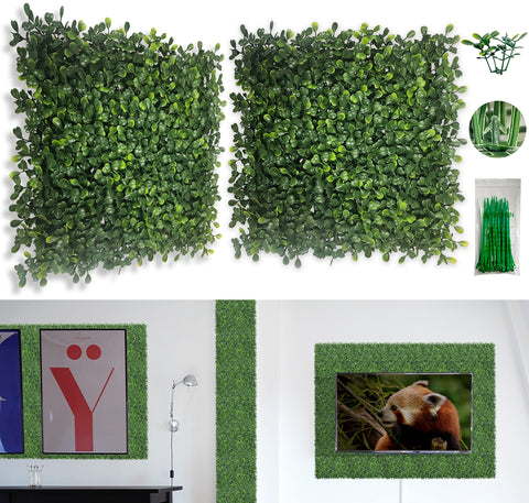Bybeton artificial grass wall panel close-up shows dense leaves for a realistic look.