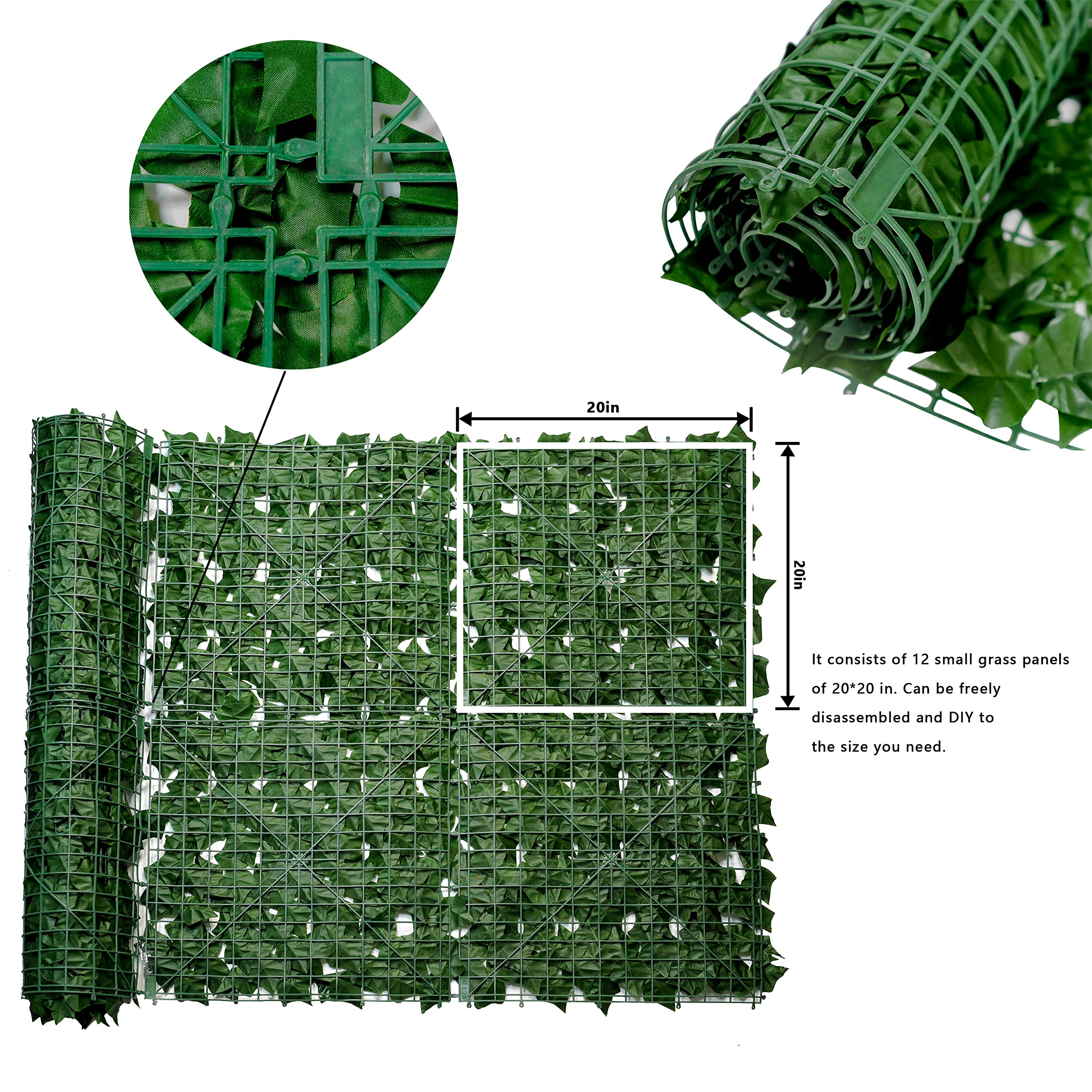Close-up of Bybeton artificial ivy leaves shows realistic texture and durable construction.