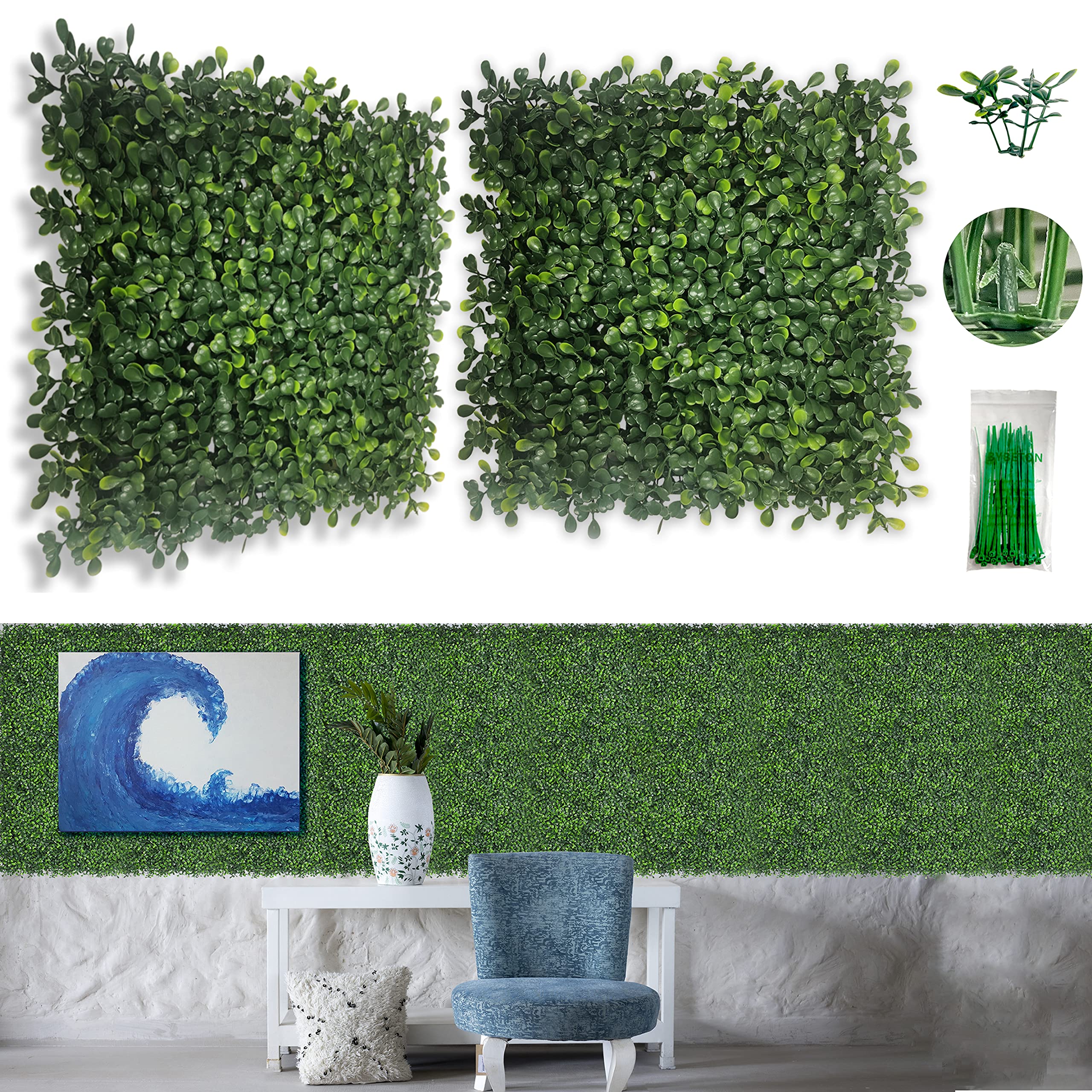 Bybeton boxwood wall panel 10x10 creates a dense private backdrop for photos.