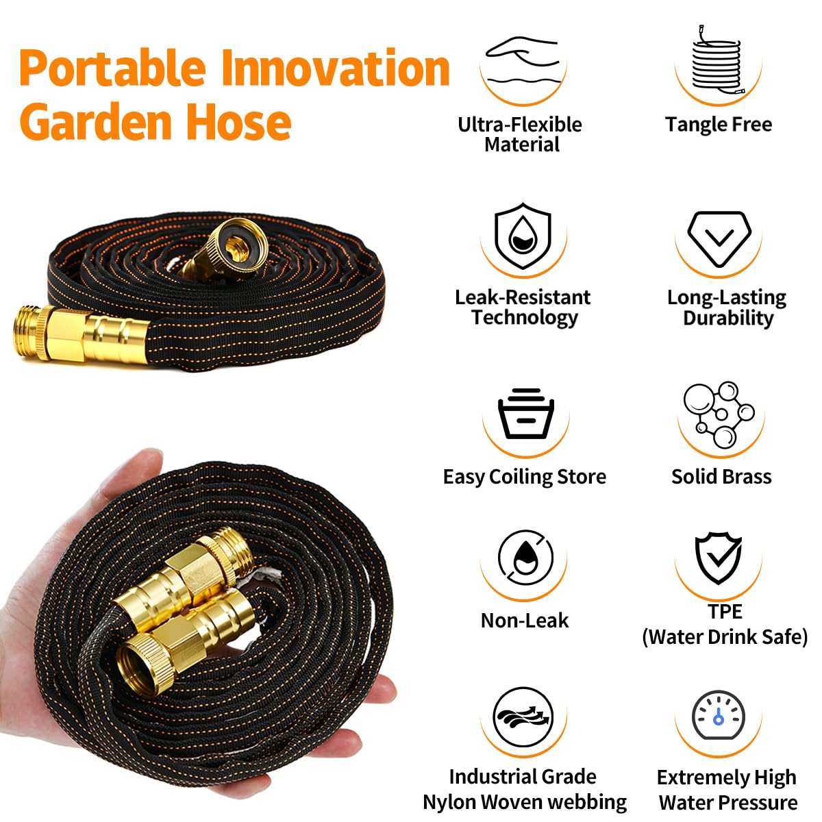 BYDA garden watering hose for yard and lawn care.