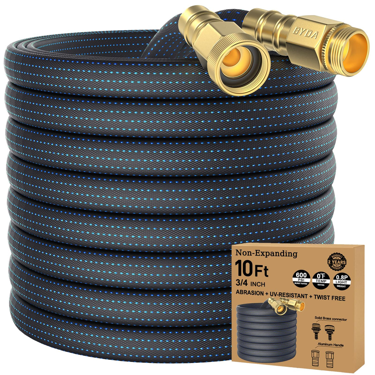 BYDA 10ft hose assembly showing lightweight construction for easy handling