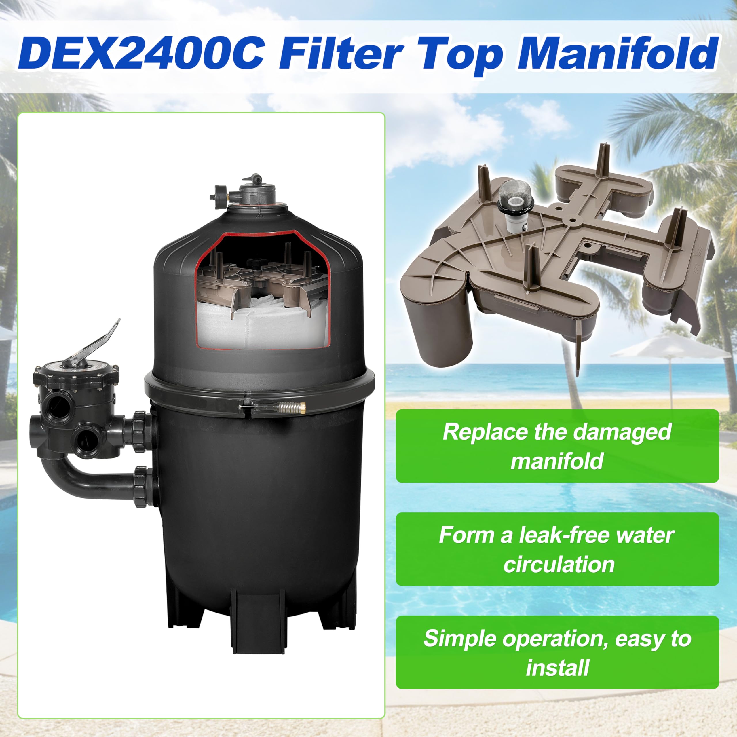 Byenins DEX2400C kit with outlet elbow and O-ring ensures seal