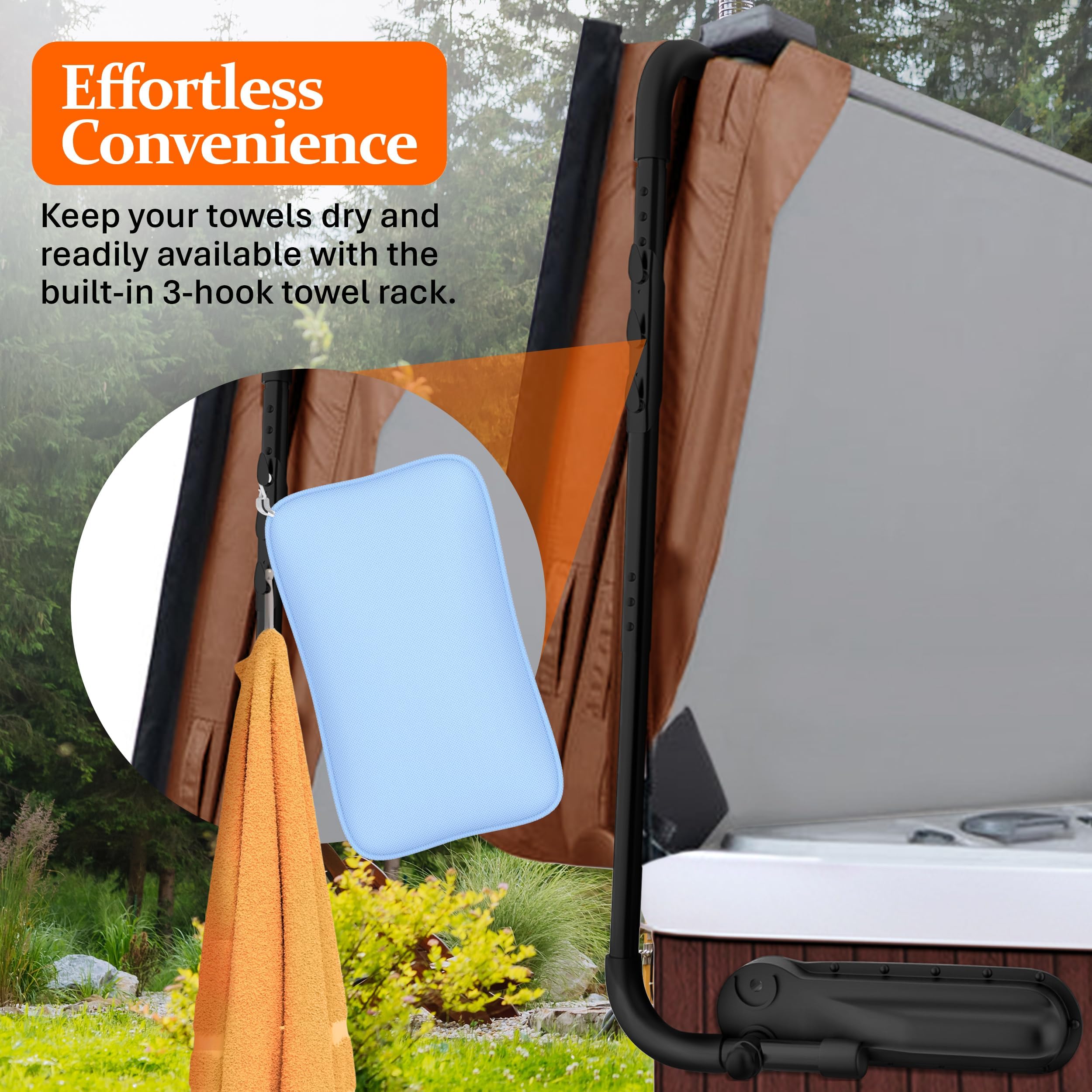 Byers Choice lifter folds flat to free patio space.