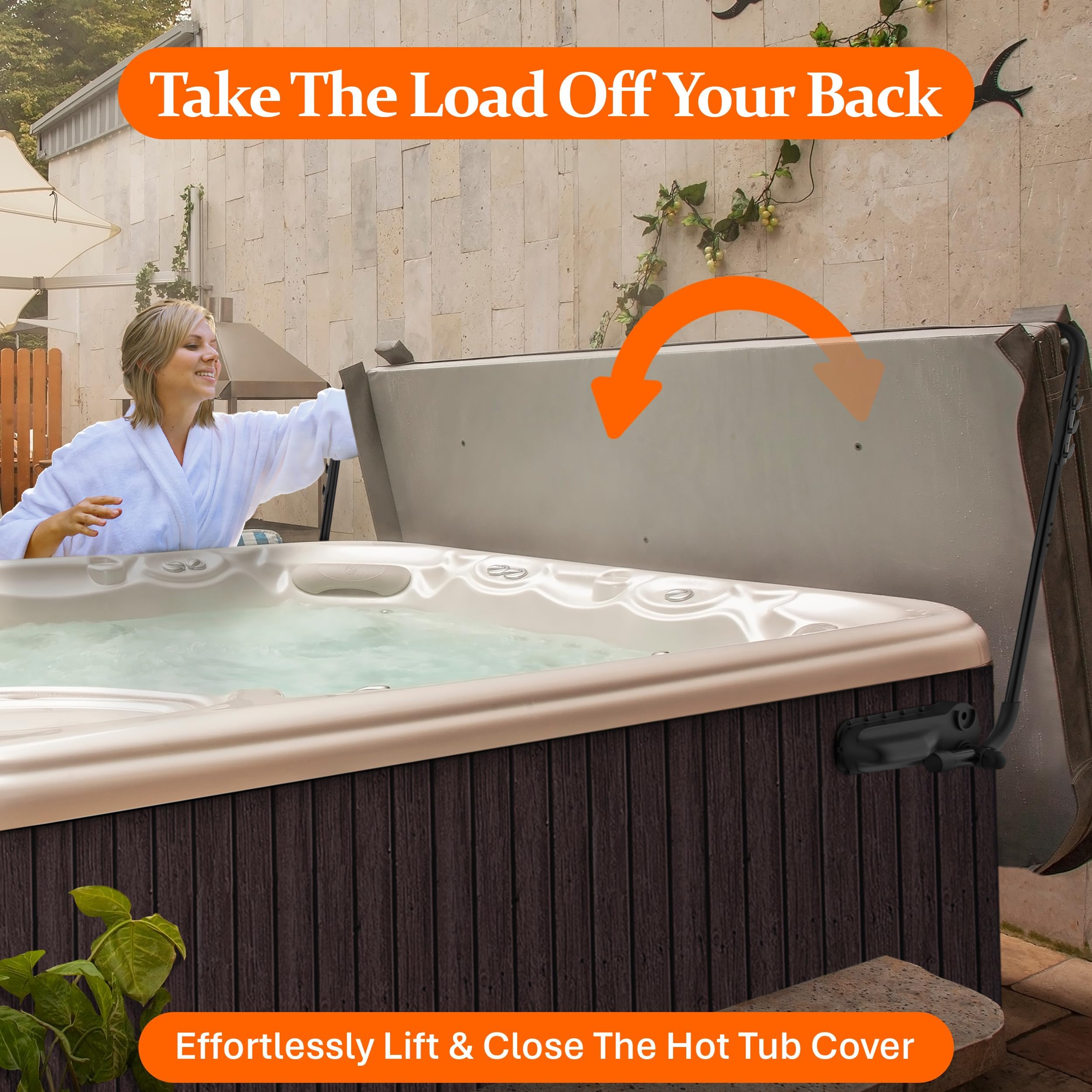 Byers Choice hot tub cover lifter with reinforced non-slip grip handles.