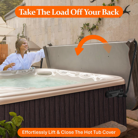 Byers Choice hot tub cover lifter with reinforced non-slip grip handles.