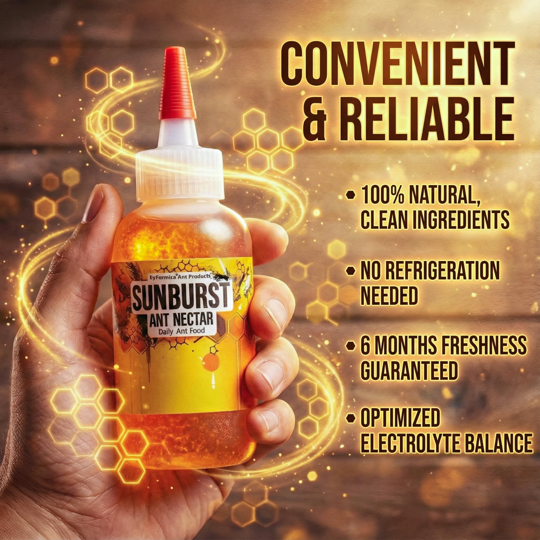 byFormica Sunburst pour demonstrates ready-to-use liquid for quick feeding sessions.