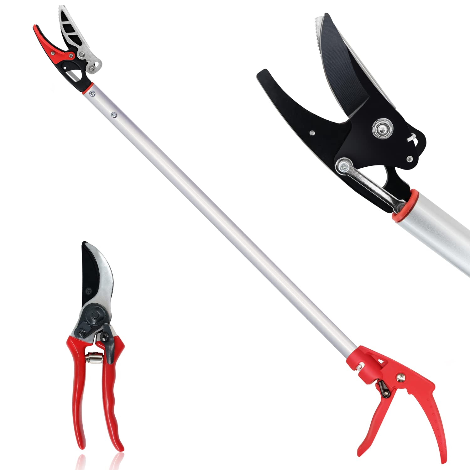 Byhagern 32-Inch Cut and Hold Pruners with extended handle for overhead pruning.