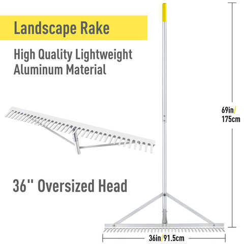 Two-sided rake head for raking and leveling in one tool