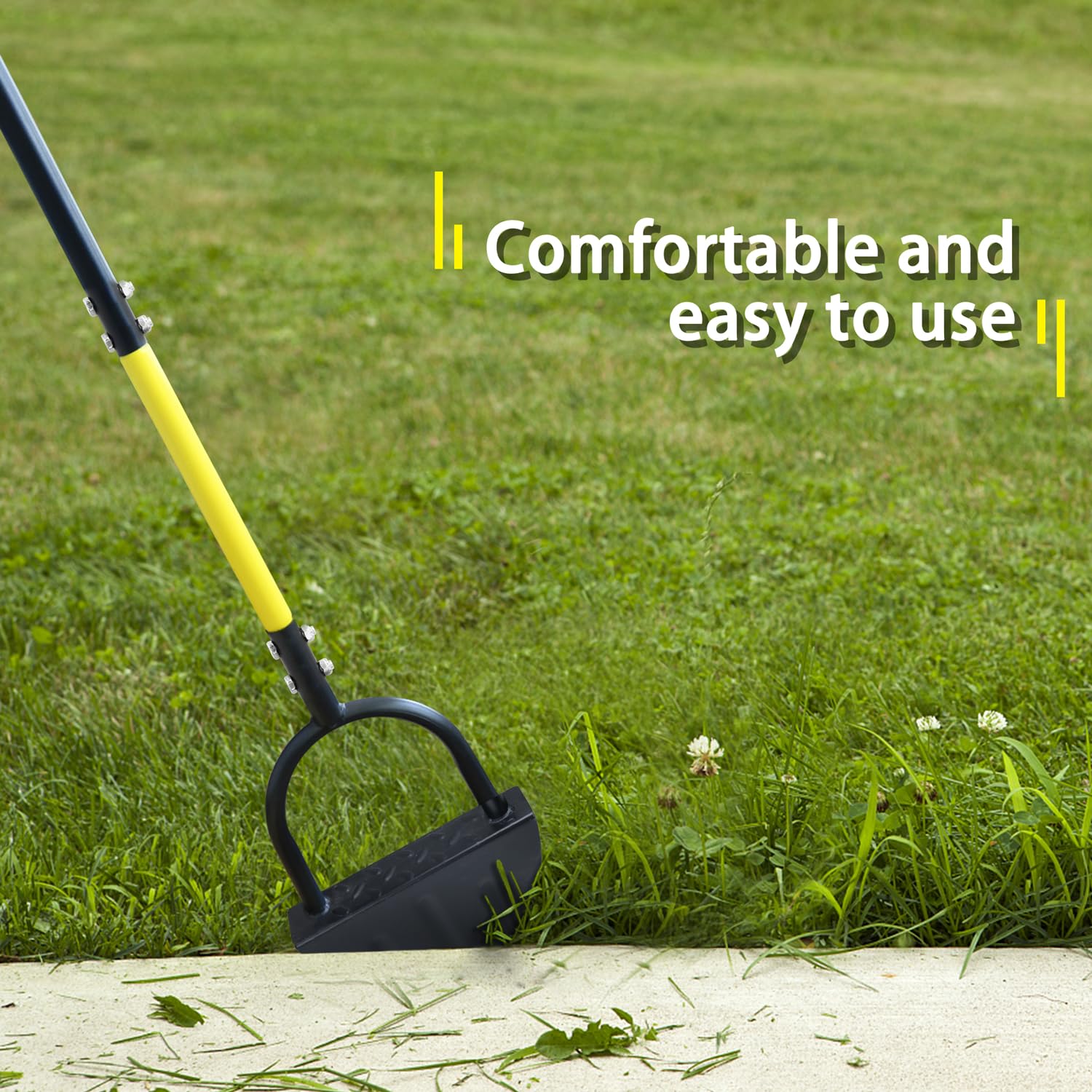 Byhagern edge tool with saw-tooth blade cuts dense turf easily.