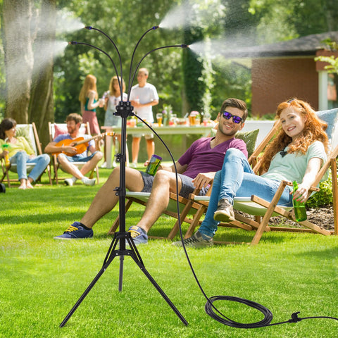BYIUA four-mist-nozzles deliver refreshing shade and humidity at outdoor gatherings.