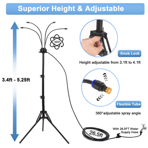 BYIUA tripod-adjustment showcases height flexibility for head-to-toe cooling.
