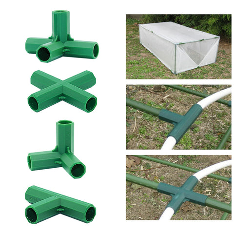 Bykswil 16mm Type D connector supports multi-pipe joins in greenhouse builds.