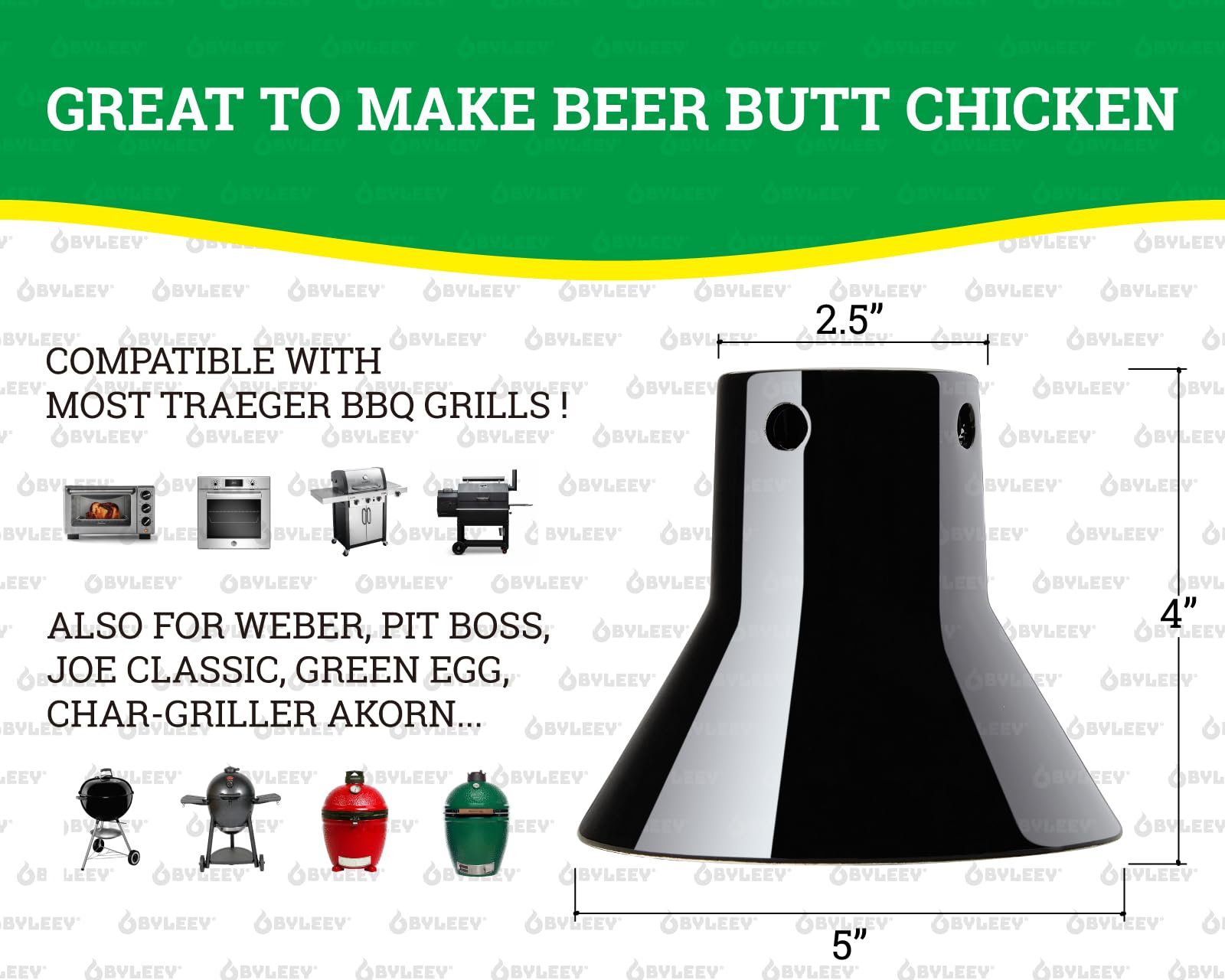 BYLEEY beer-can chicken throne demonstrates stable upright setup for moisture