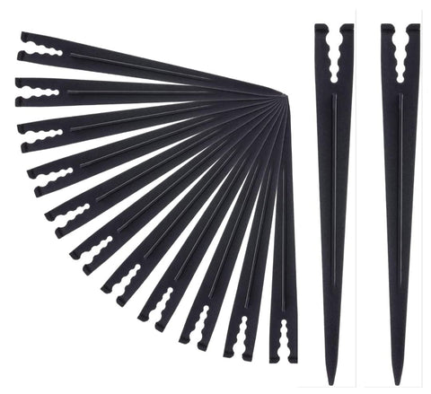 Bylion irrigation stake secures drip tubing in the ground for tidy irrigation