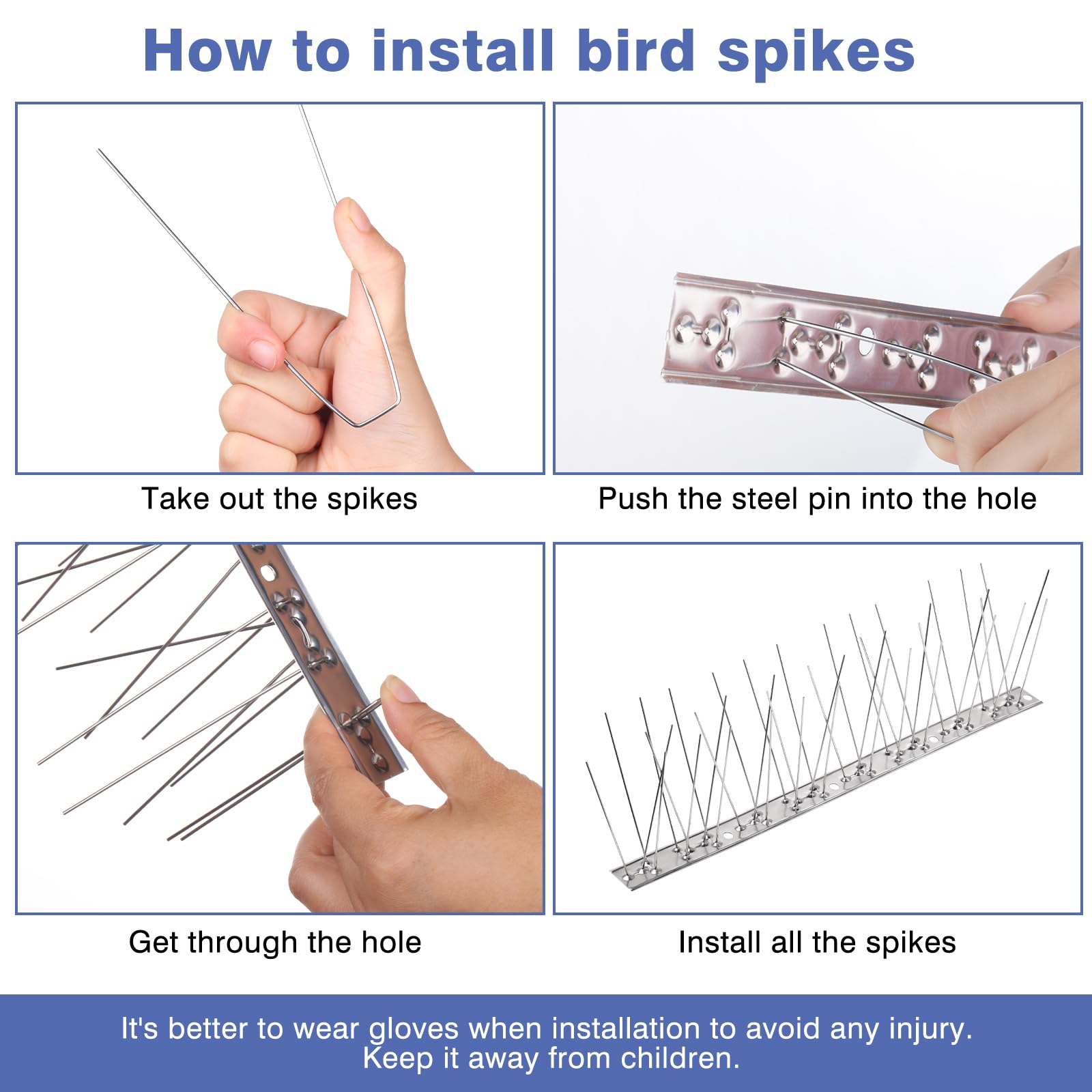 Bynccea spikes at a doorway to prevent bird landings near the entry