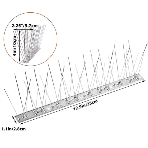 Bynccea stainless steel spikes along a roof edge providing a perimeter deterrent