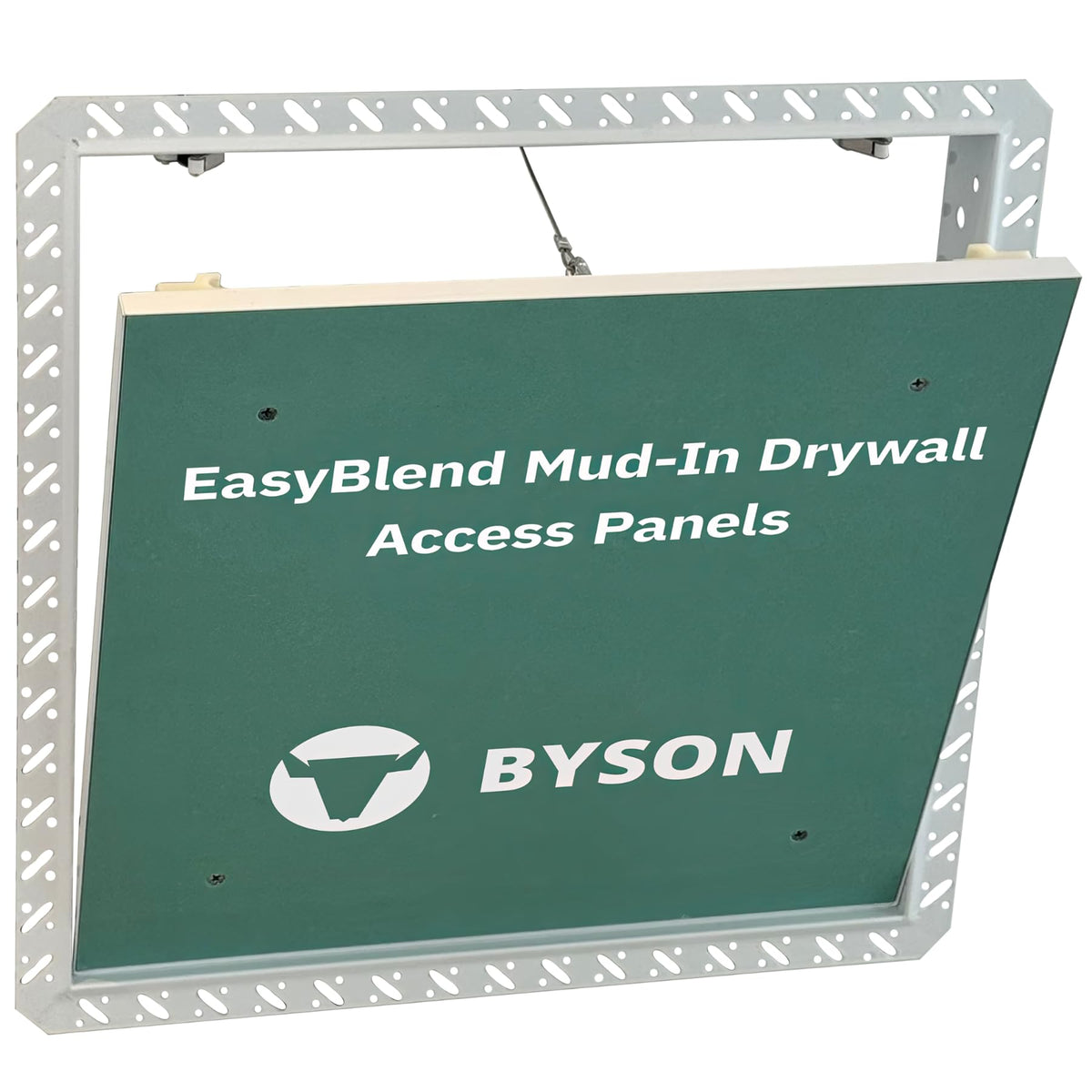 Byson drywall access panel 12x12 mud-in flange for a flush wall finish.