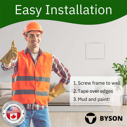 Byson drywall access panel 16x16 mud flange for seamless drywall integration.