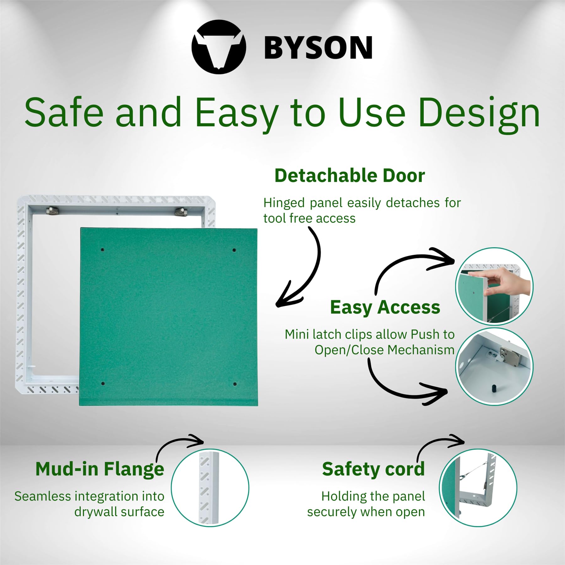 Byson drywall access panel 18x18 suitable for wall and ceiling applications.