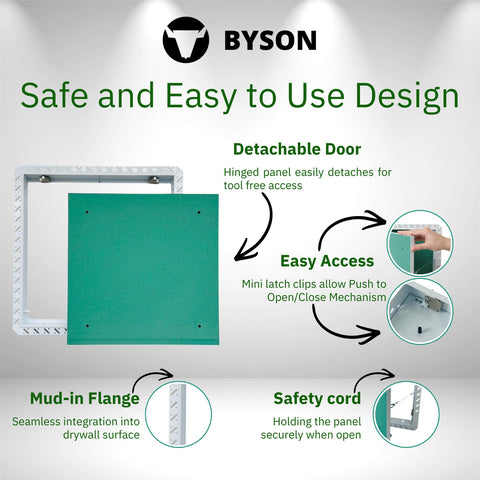 Byson drywall access panel 18x18 suitable for wall and ceiling applications.