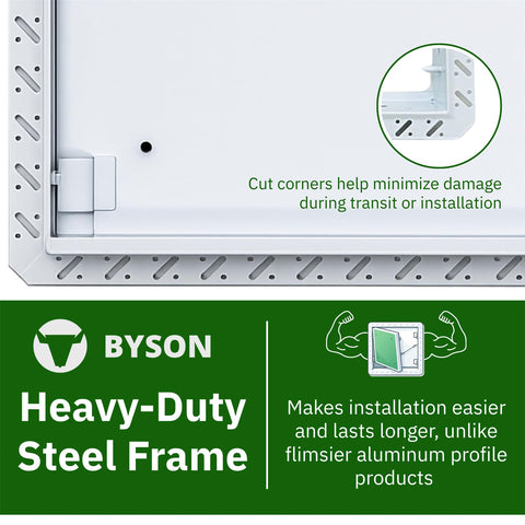 Byson drywall access panel slim profile helps close-to-framing installations.