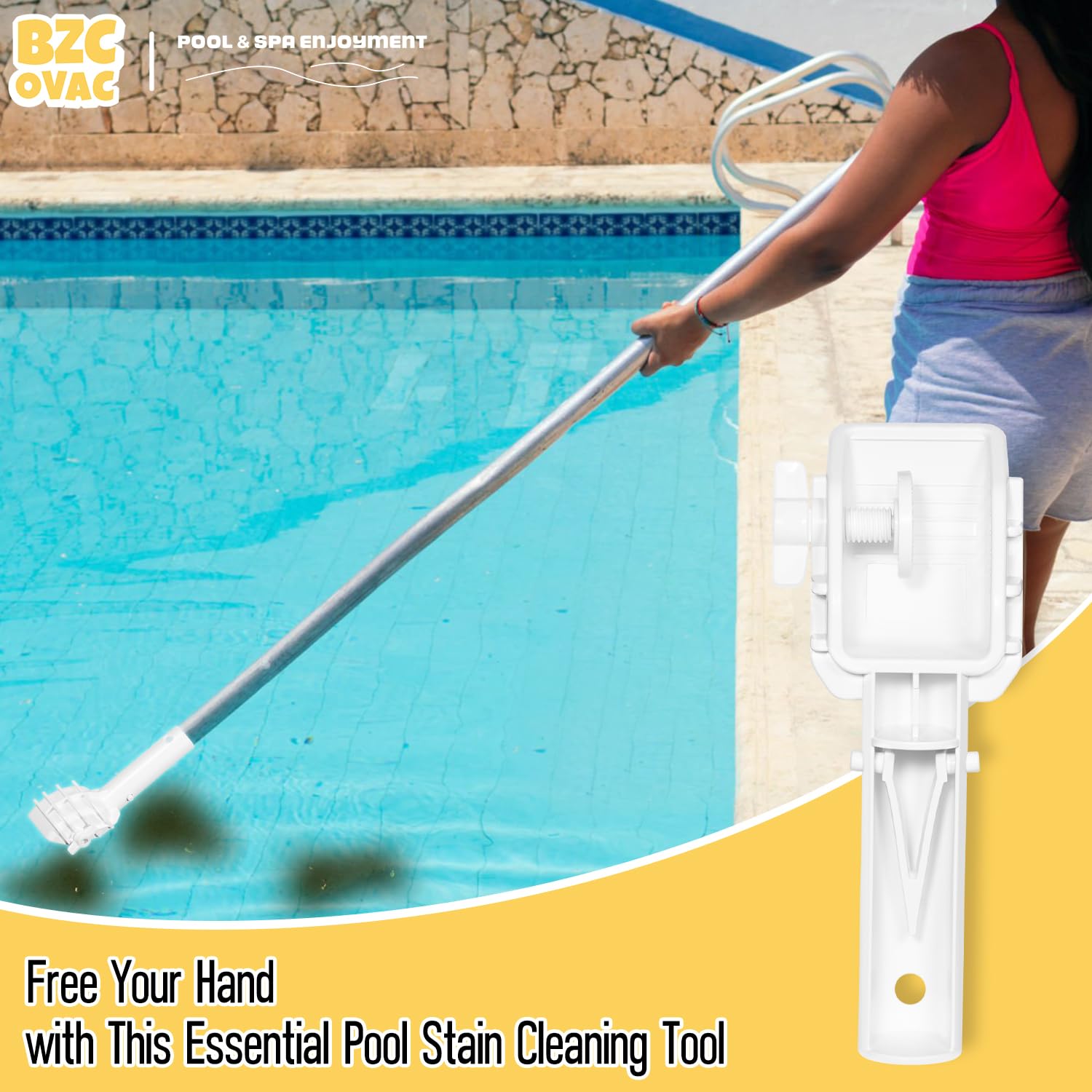 Bzcovac 3-inch disc grip mechanism showing secure hold during scrubbing