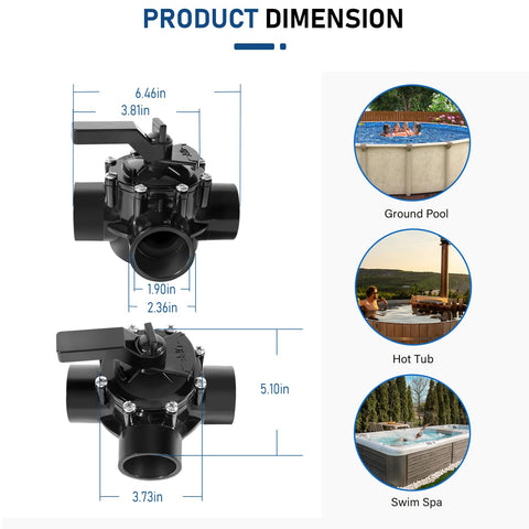 1-1/2 inch and 2 inch pipe compatibility on the Bzsunway 4715 diverter valve
