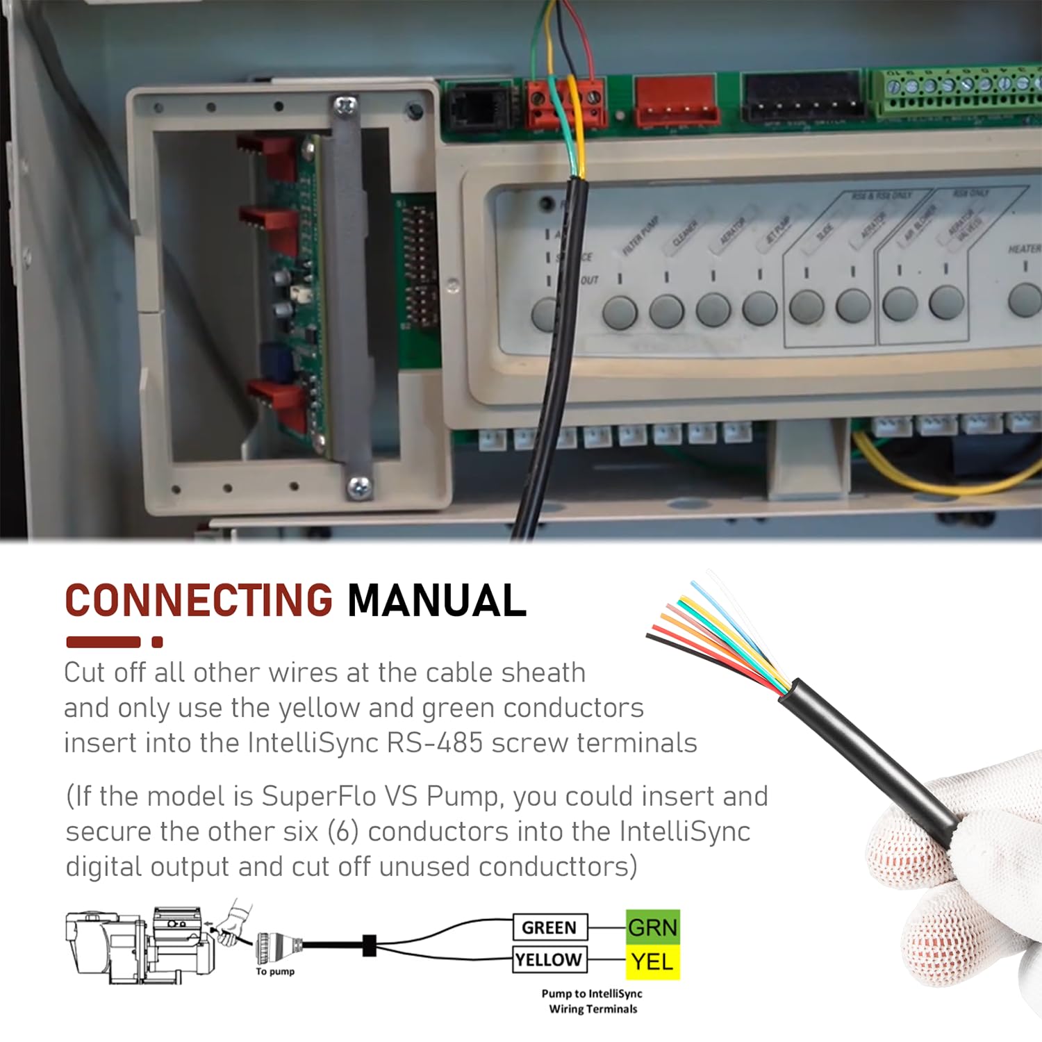 Bzsunway eight-conductor setup enables flexible control for compatible pumps.