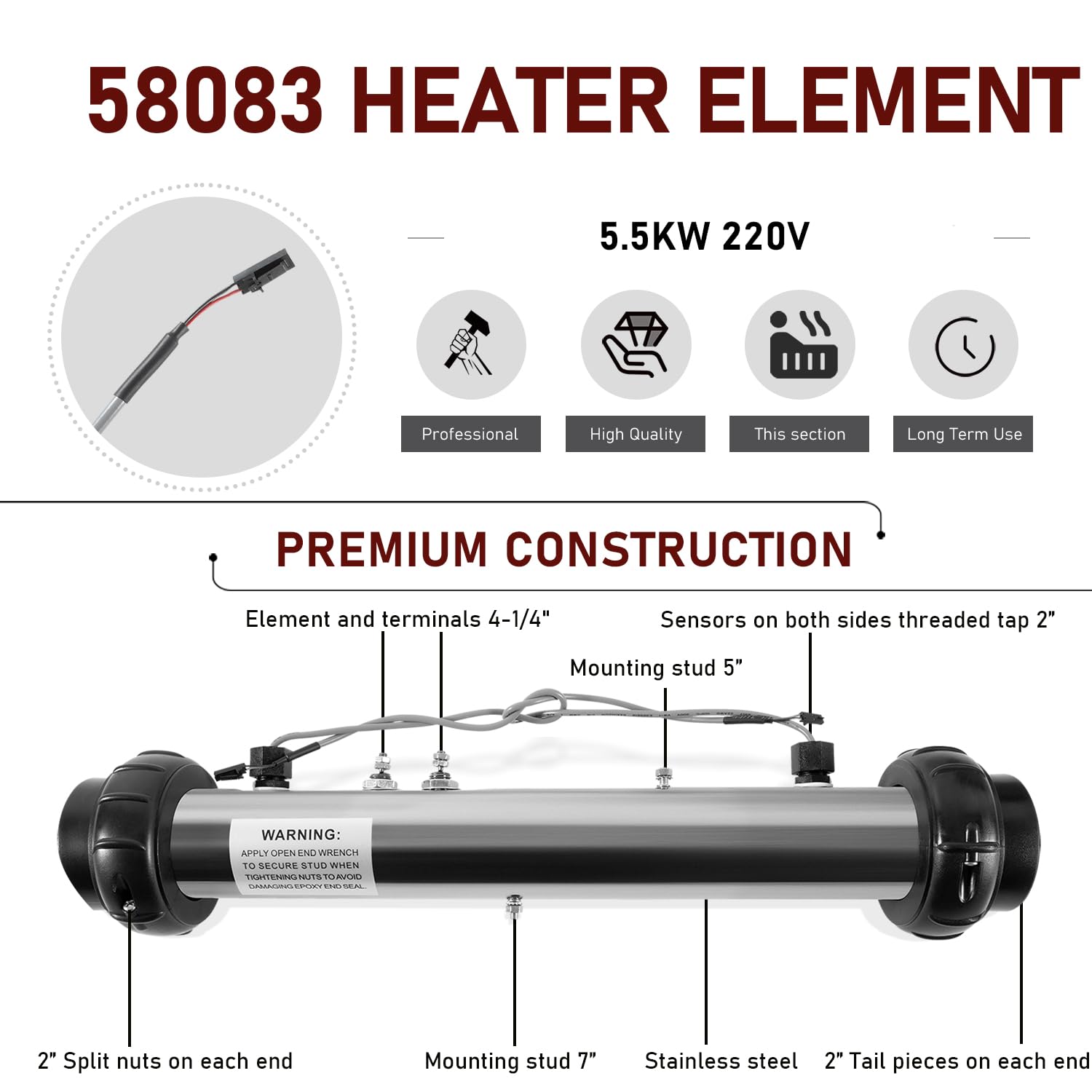 Bzsunway spa heater assembly 5.5KW 240V; reliable power for steady spa warmth.