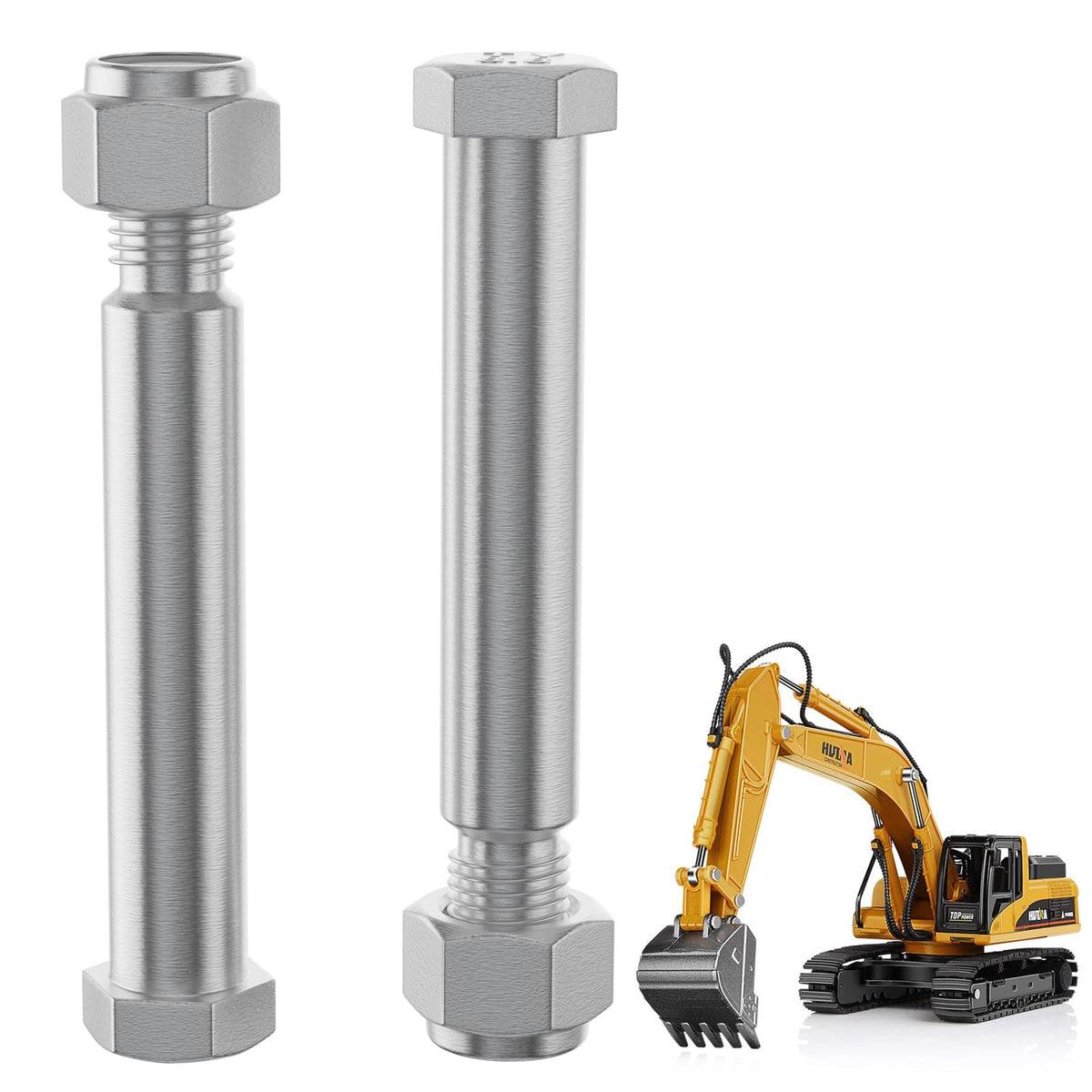 BZTT mini excavator bucket pin close-up showing 0.98 inch hole for a secure fit.