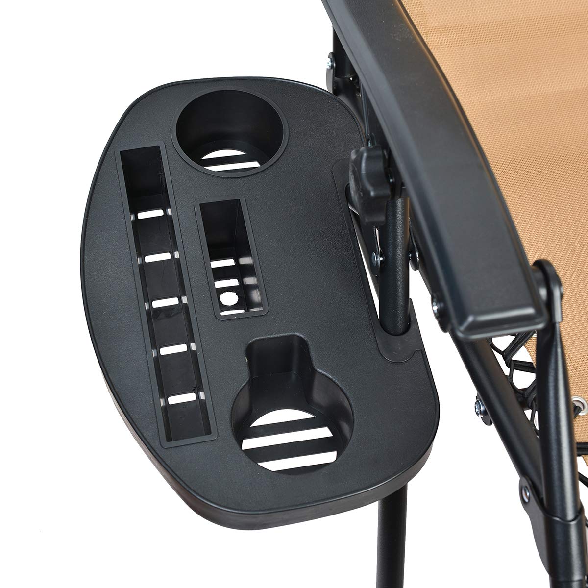 C-CHAIN Zero Gravity Chair Tray is ready for outdoor use at camping, the beach, or the yard