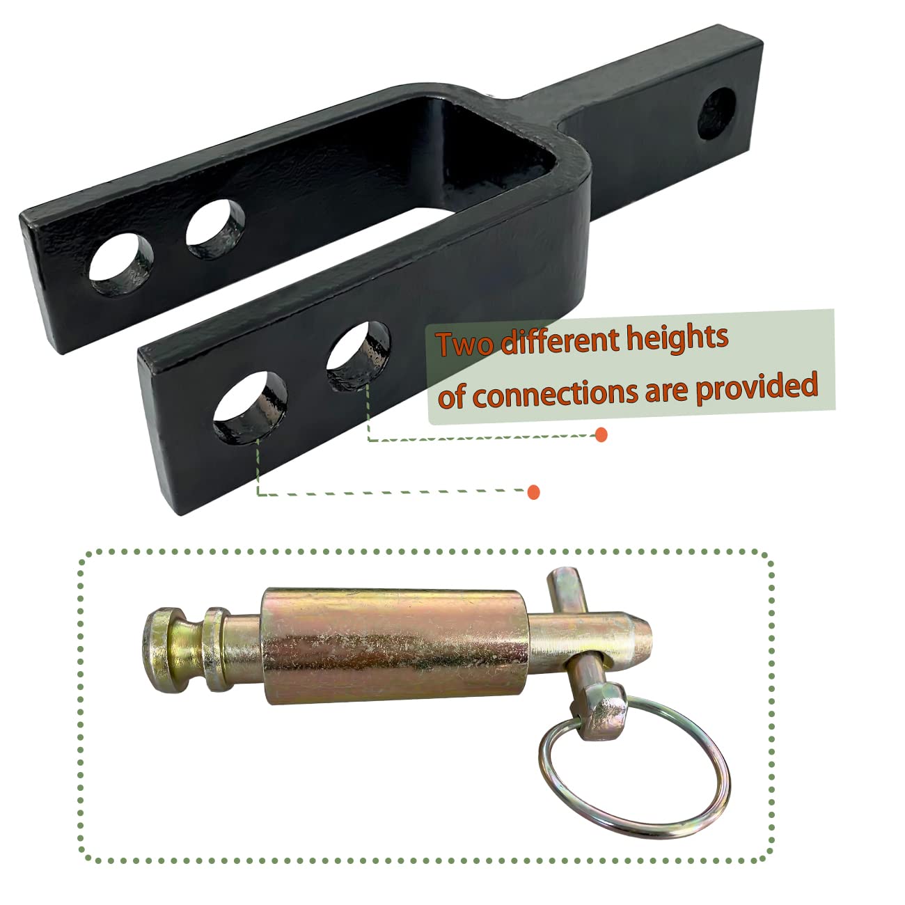 C CLINK Hitch Adapter Dimensions image showing precise width and Category 1 compatibility.