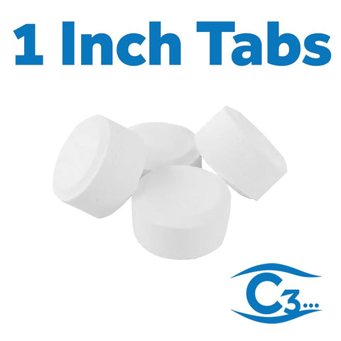 C3... tablets shown in a floating feeder for easy dosing.