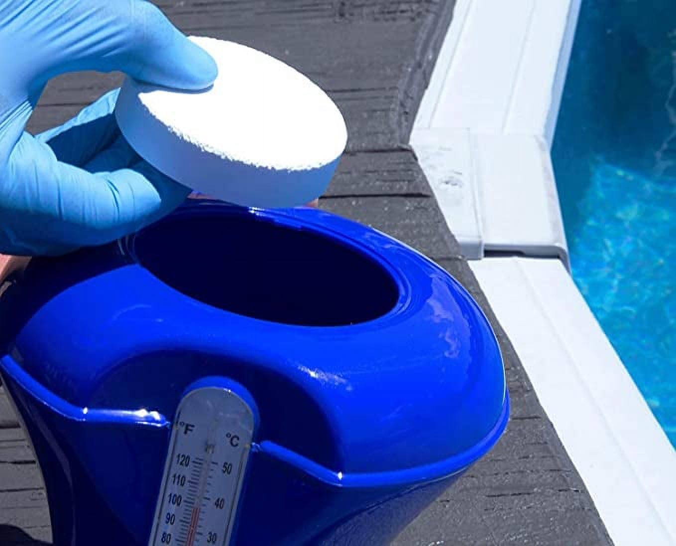 C3... tablets dissolving slowly to maintain steady chlorine levels.
