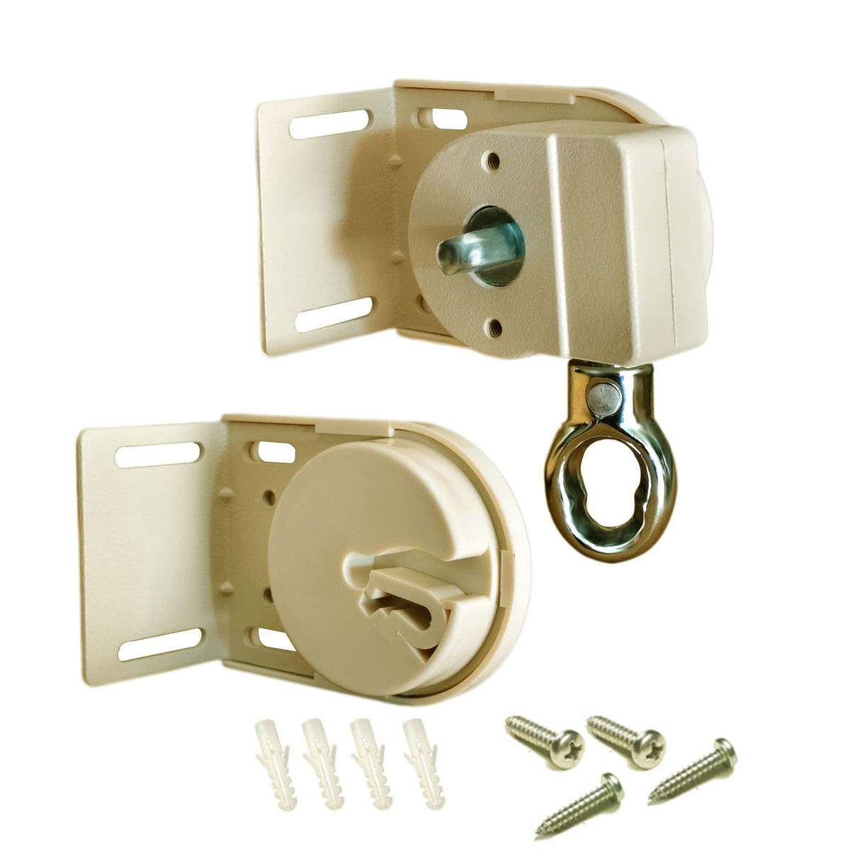 CACELY Coolaroo bracket front view shows durable all-metal construction for stable outdoor shade.