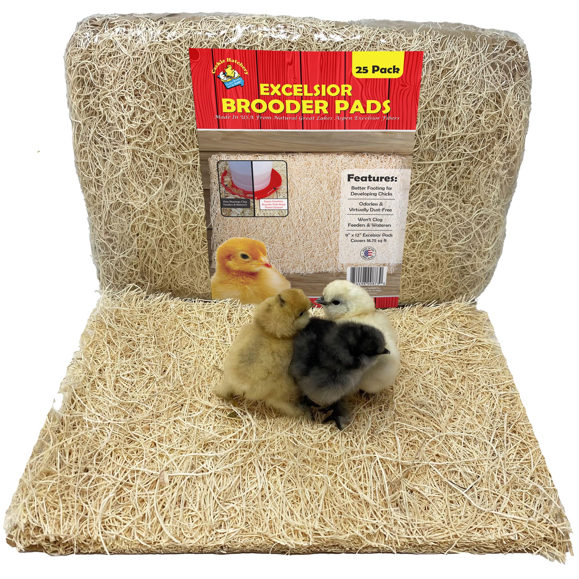 Cackle Hatchery Excelsior brooder pad laid in the 12x9 brooder for clean footing
