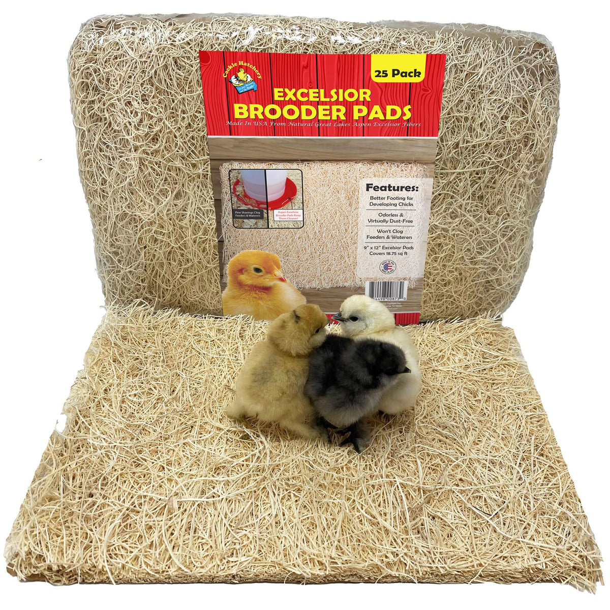 Cackle Hatchery Excelsior brooder pad laid in the 12x9 brooder for clean footing