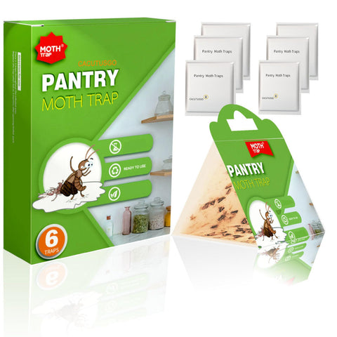 CACUTUSGO pantry moth traps with adhesive surface capturing moths for monitoring