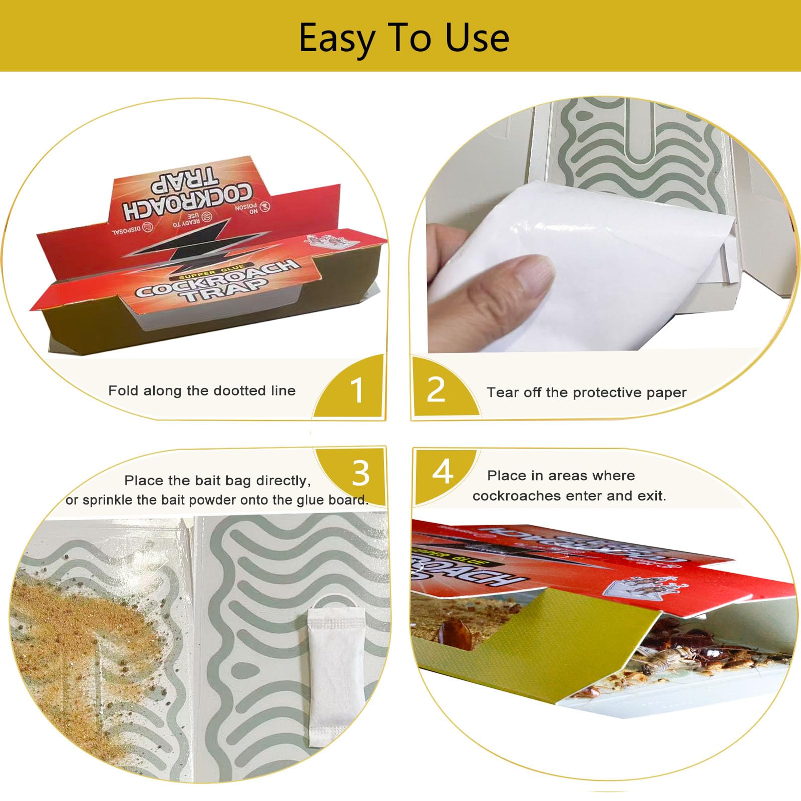CACUTUSGO prebaited attractant for kitchens attracts roaches instantly